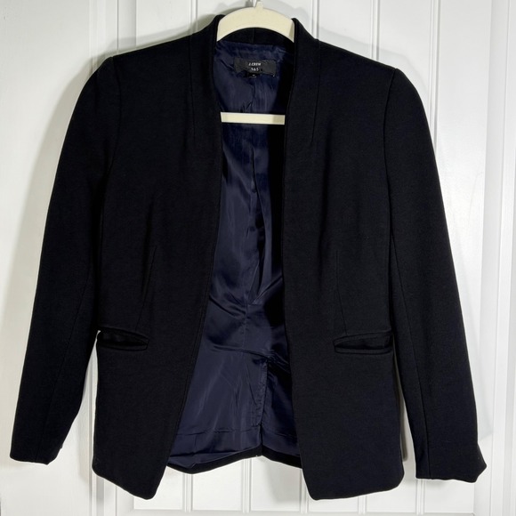 J.Crew Jackets & Blazers - J.Crew 365 Women Black Open Front Collarless Blazer Jacket Size 0